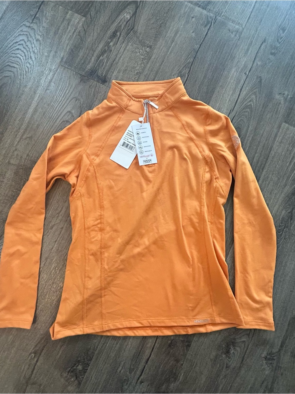 Girls' Long-Sleeve Athletic Top in Bright Orange